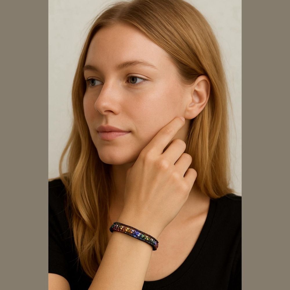 Women's Unbranded Black Multicolor Beaded Wrap Bracelet One Size